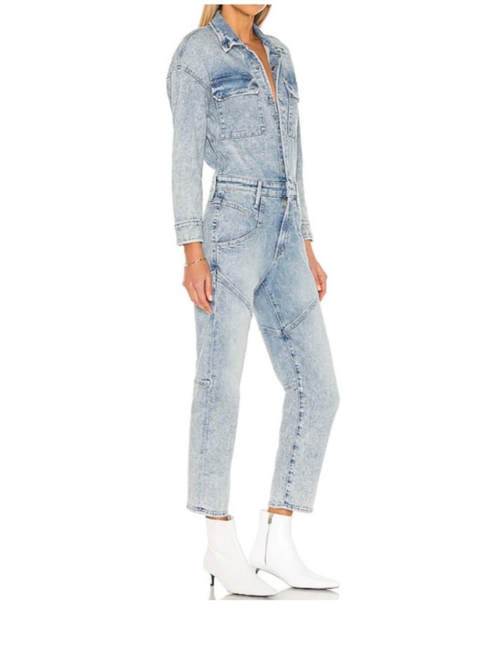 MOTHER The All-In-One Breaker Ankle Denim Jumpsuit Large